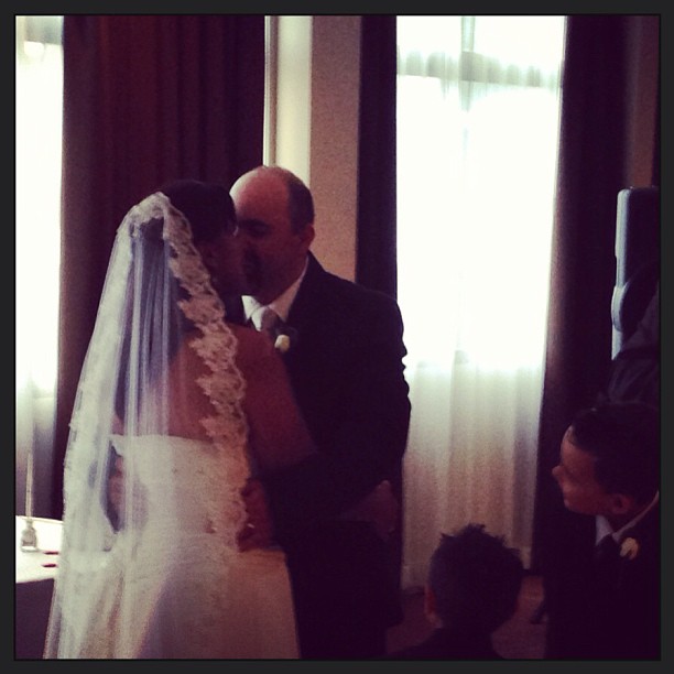 A and J's wedding kiss